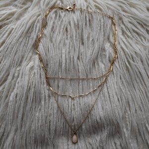 Forever 21 Faux Stone Teardrop Layered Necklace